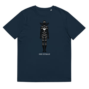 BEE HUMAN (Critical Bee) by Acool55 LTD Edition - Unisex organic cotton t-shirt Dark Blue